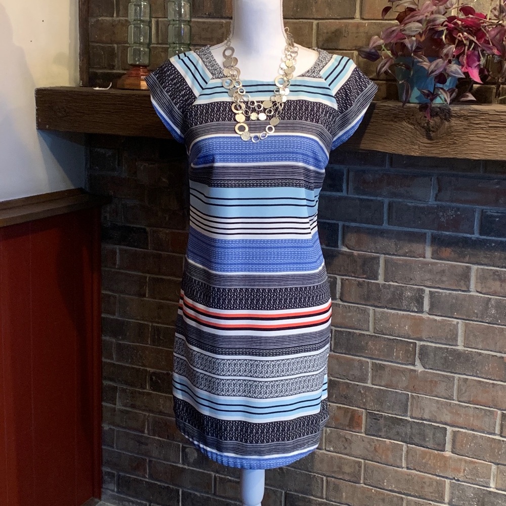 Merona XS multi color striped cap sleeve dress